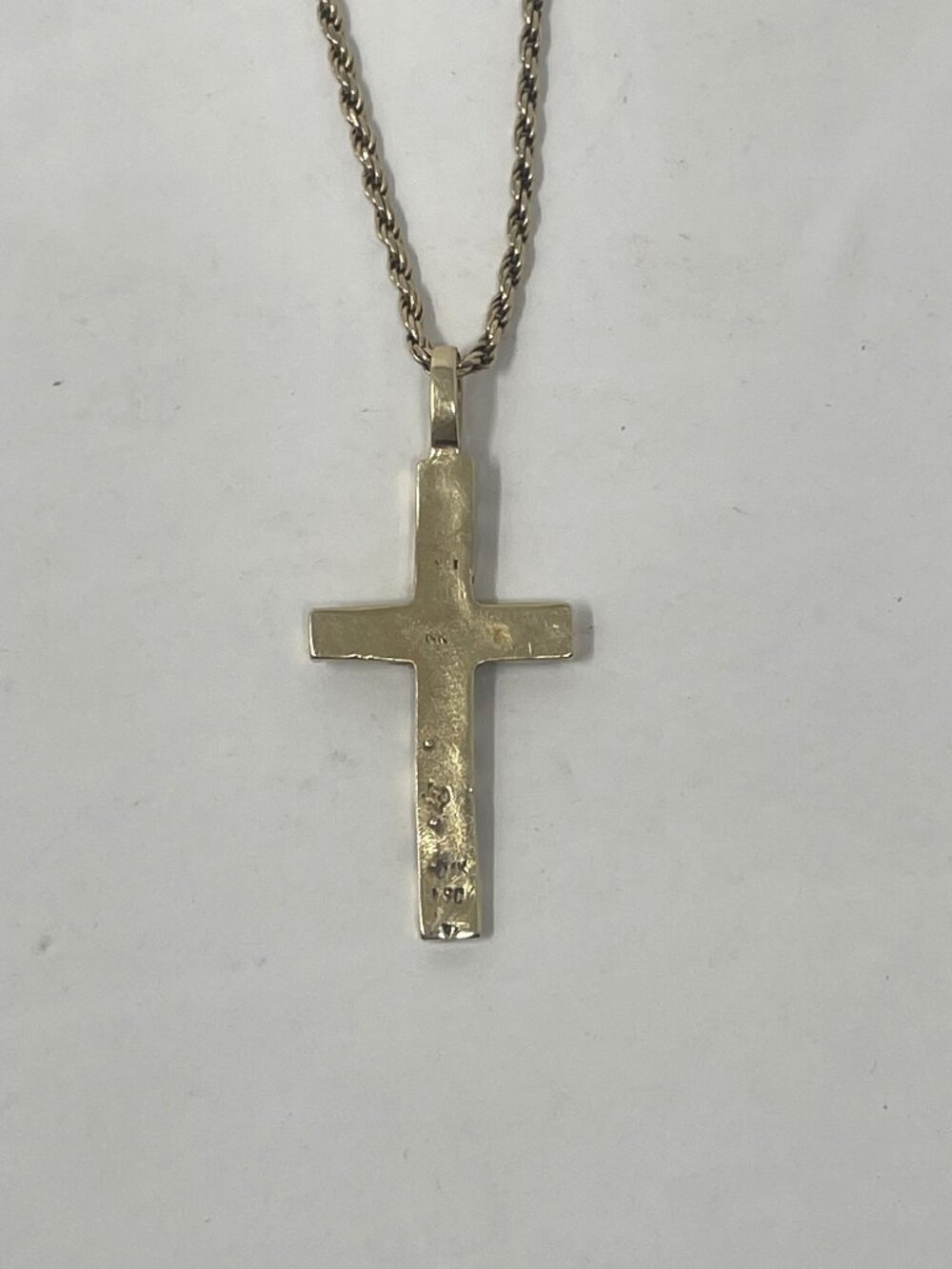 Vintage 14K Gold Nugget Cross Pendant Necklace - Picture 5 of 6